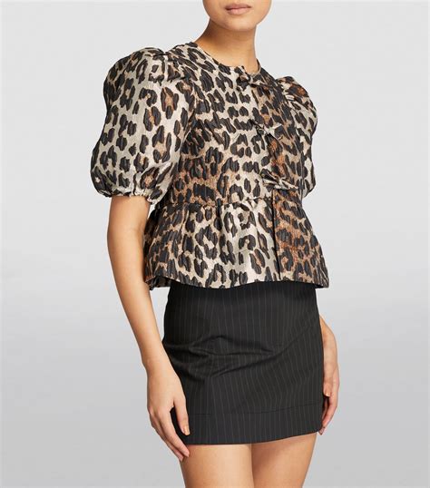 ganni leopard print top